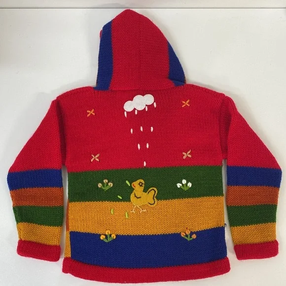 Native Wool Animal Patch Work Sweater Zip up Kids size 4